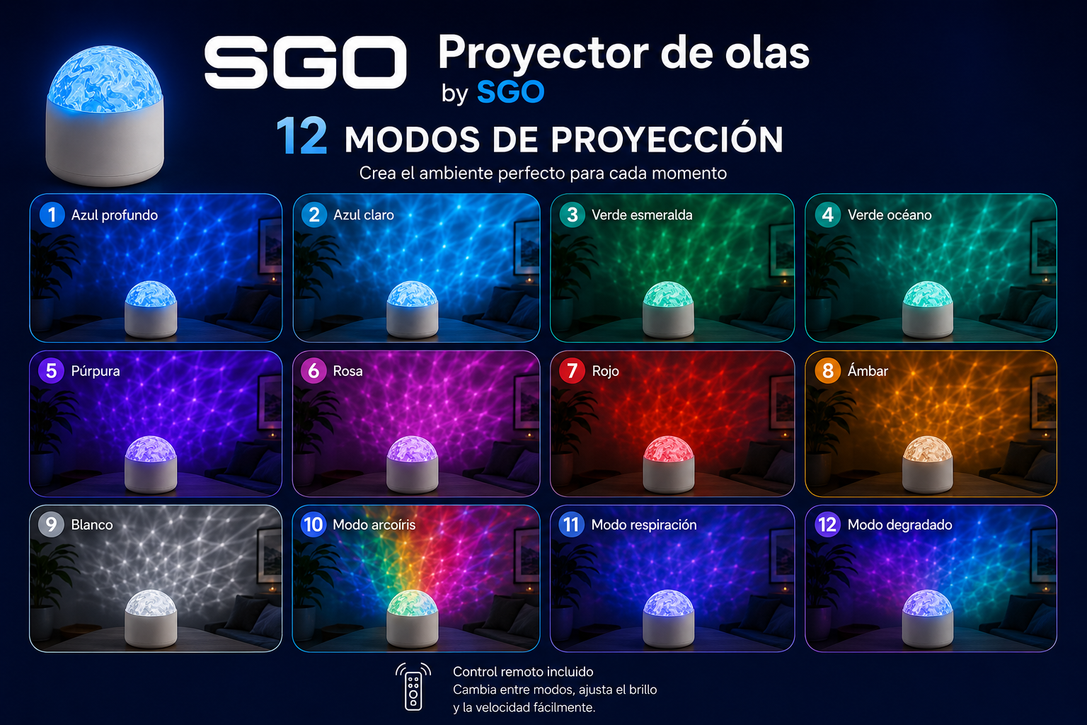 Paquete de 10 Proyector Estelar de Olas by SGO